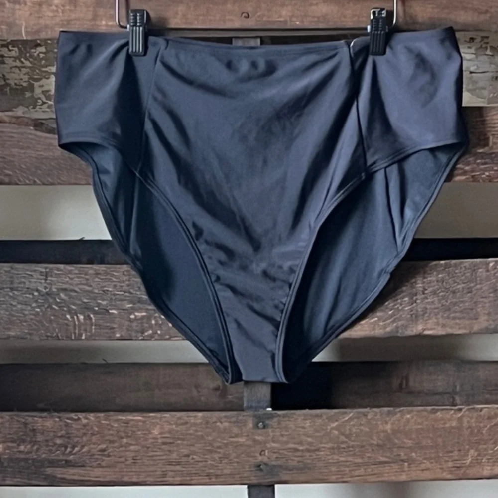 NWT OLD NAVY High Waist French Cut Swim Bottom in Black XXL